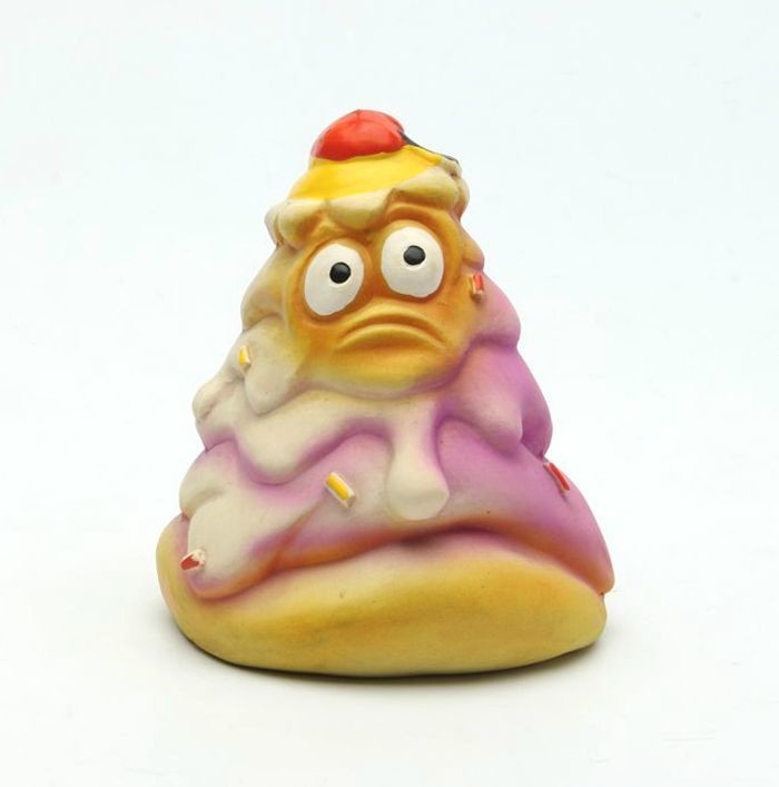 Funny Cake Shape Latex Pet Toys / Colorful  Latex Squeaky Dog Toy PT-L004