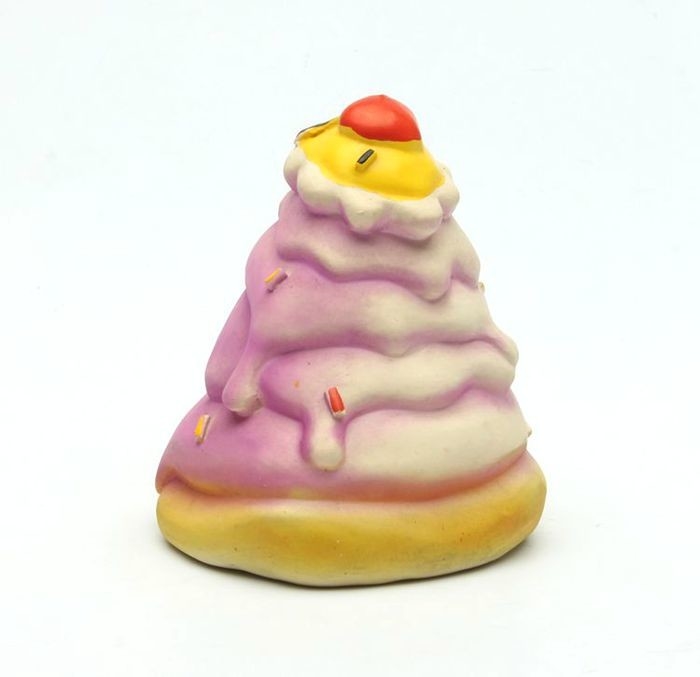 Funny Cake Shape Latex Pet Toys / Colorful  Latex Squeaky Dog Toy PT-L004