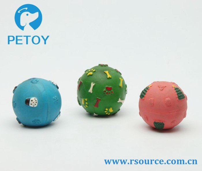 Bone and paw printing Latex squeaky dog ball toy