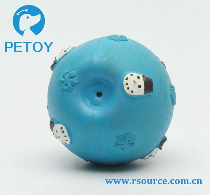 Latex blue Christmas squeaky dog ball toy