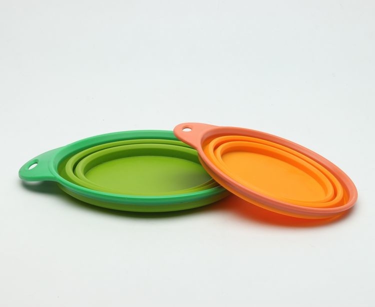 Custom Plastic Pet Bowls Puppy Round Collapsible Silicone Bowl BSCI Approved