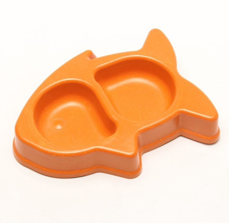 High Strength Round Cat Food And Water Bowls Cute Fish Shape Lightweight