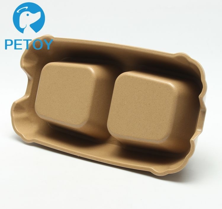 Biodegradable Bamboo Pet Bowl  Fiber Dog Cat Food Bowls Water Feeding