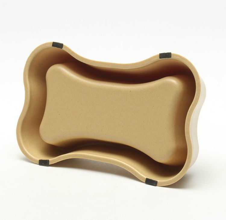 Personalized Cat Food And Water Bowls Bone Shaped Bio Bamboo Fiber Material