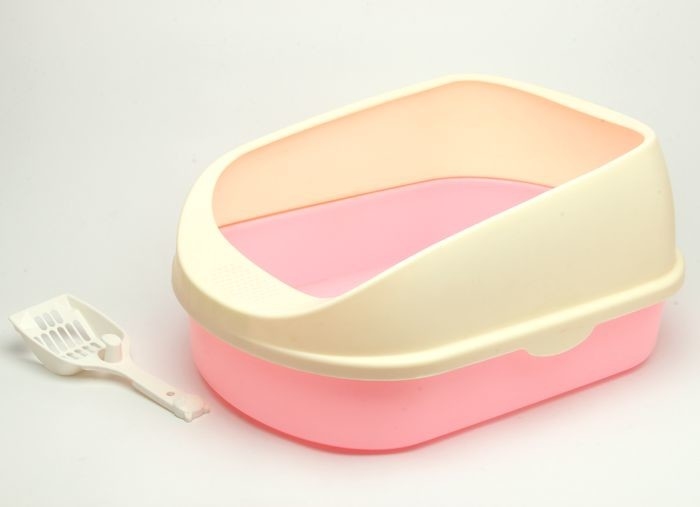 Indoor Cleaning Pet Cat Litter Box , Plastic Cat Litter Container Easy Use